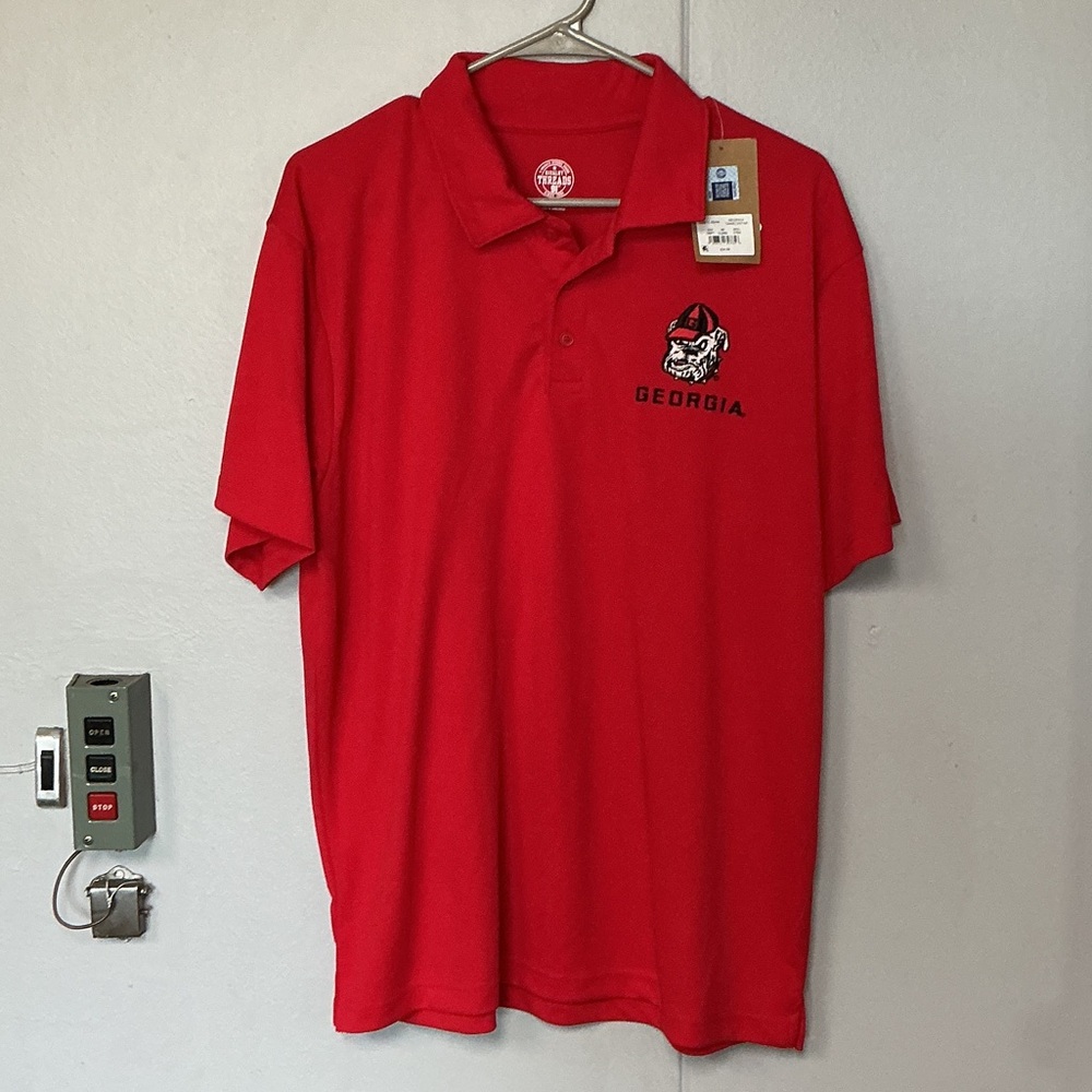 Rivalry Threads Red Georgia Polo with Embroidered Logo